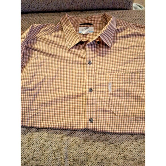 Columbia Sportswear Men's Size X Large Orange‎ Plaid Long Sleeve Shirt - Picture 1 of 9
